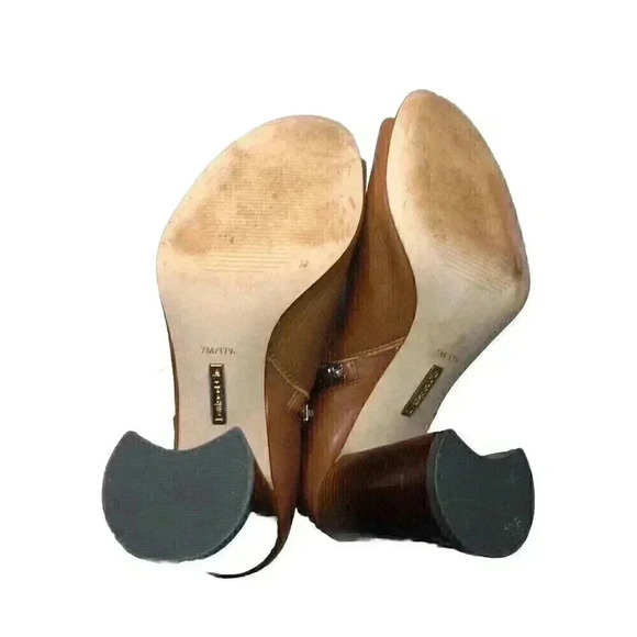 Louise Et Cie Kieran Womens 7M/37.5 Tan Leather Open Toe Ankle Strap Shoes Zip - Picture 8 of 8